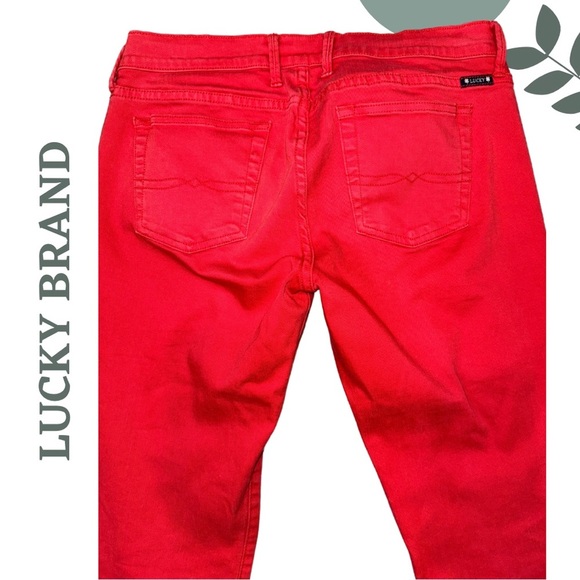🛍️3/$40 Lucky Brand Red Cropped Jeans | Sweet n’ Crop Fit | Rolled Mid Rise 29 - Picture 4 of 5